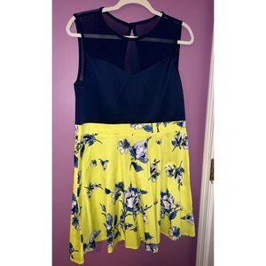 Navy & floral fit & flare dress